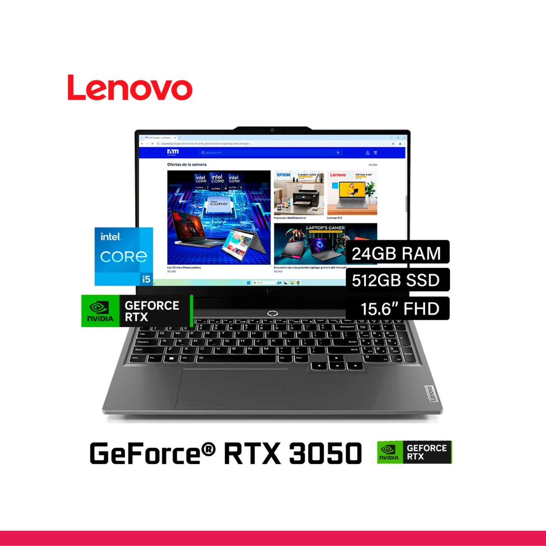 Laptop Lenovo LOQ 15IAX9 Intel Core i5 12450HX RAM 24GB Disco 512GB SSD Video RTX 3050 6GB 15.6″ FHD FreeDos (83GS00EQLM) - Imagen 2