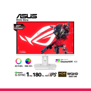 Monitor Asus 27 Pulgadas Rog Strix Xg27acg (xg27acg-w) Blanco Gaming 180hz, 2k/qhd, 1ms, G-sync, 1 Hdmi, 1 Dp, Usb C