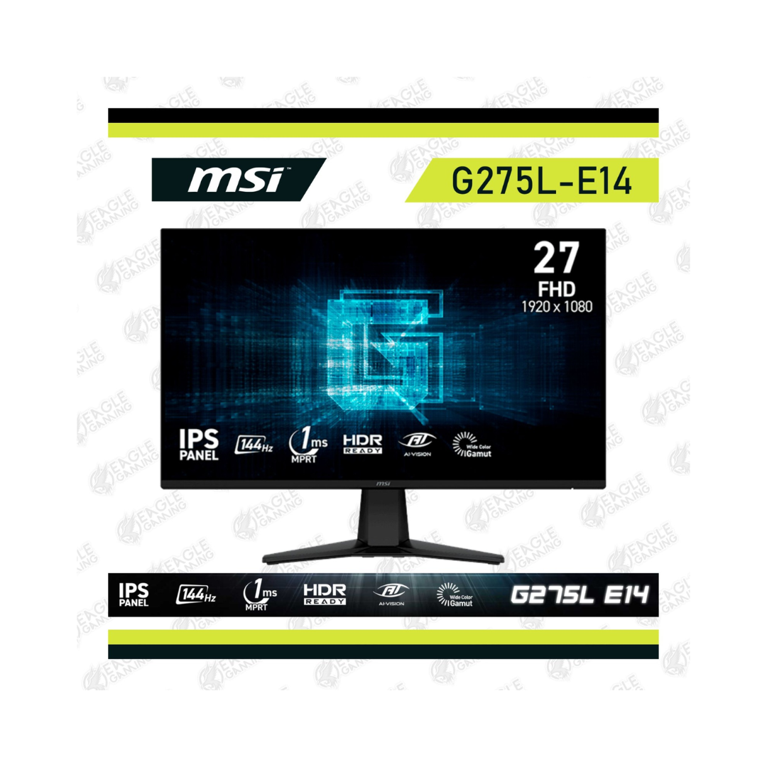 Monitor Plano Gaming MSI G275L E14, 27″ FHD IPS, 144 Hz, 1 MS, HDMI, DP