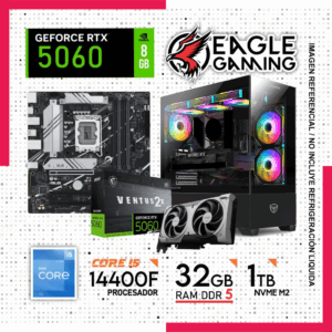 Computadora Gamer Core i5 14400F, Ram 32GB DDR5 , 1TB NVME M2, RTX 5060 8GB
