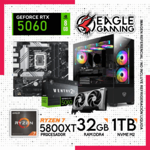 Computadora Gamer Ryzen 7 5800XT, Ram 32GB DDR4 , 1TB NVME M2, RTX 5060 8GB