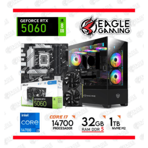Computadora Gamer Intel Core i7-14700 – RTX 5060 8GB – 32GB DDR5 – SSD 1TB NVMe – Edición RGB EAGLE GAMING