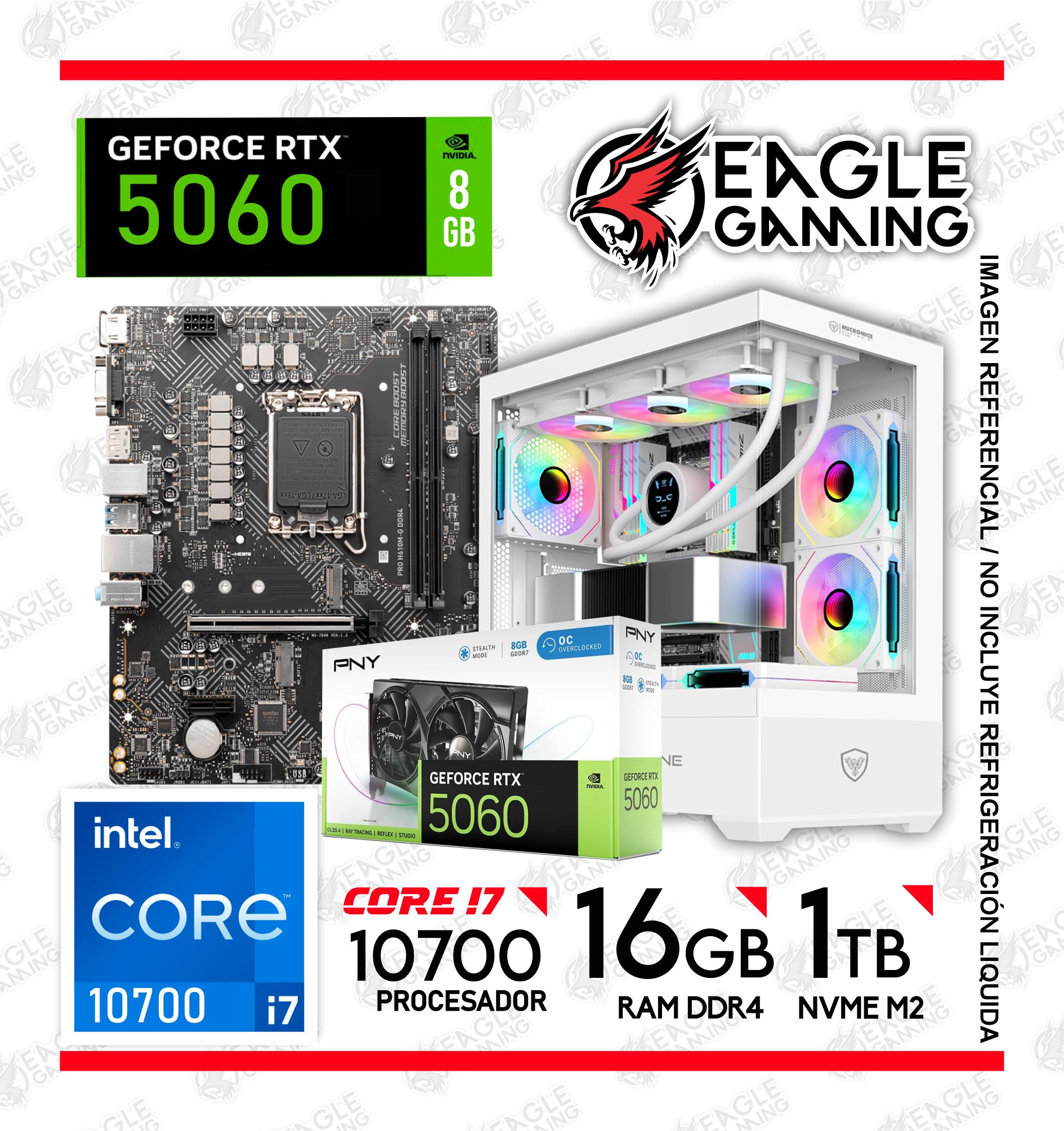 COMPUTADORA GAMER CORE I7 10700F ,RTX 5060 8GB , 1TB NVME M2, 16GB RAM DDR4