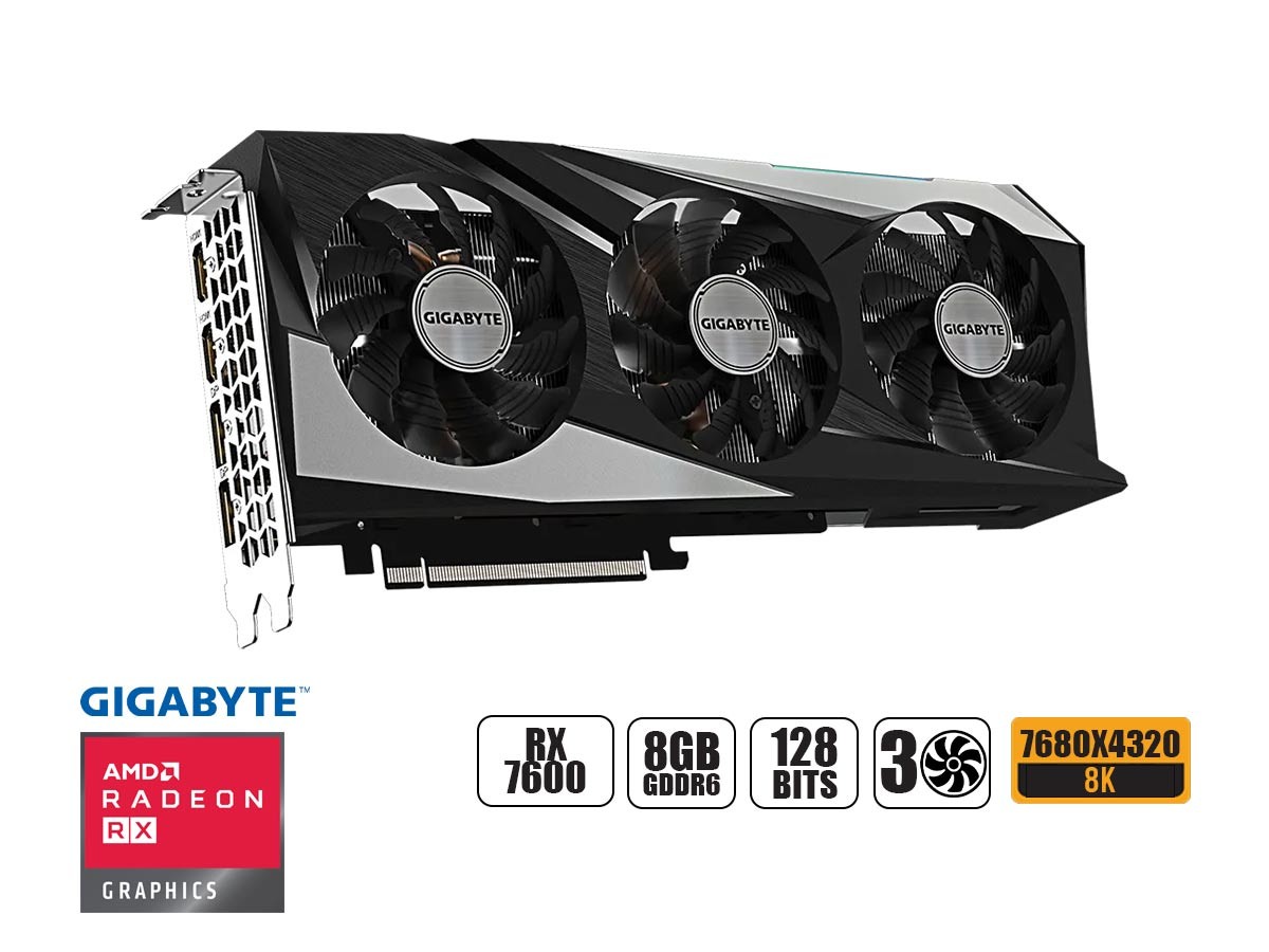 TARJETA DE VIDEO GIGABYTE AMD RX 7600 8GB GAMING OC 3FAN - Imagen 2