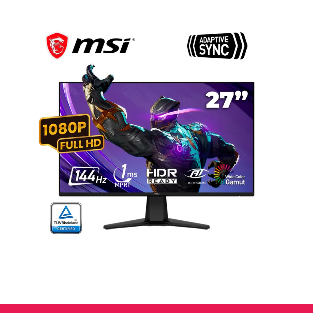 Monitor Plano Gaming MSI G275L E14, 27″ FHD IPS, 144 Hz, 1 MS, HDMI, DP - Imagen 2