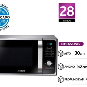 SAMSUNG MICROONDAS NEGRO CON ESMALTE CERÁMICO, 28L, MS28F303TAS/ZS