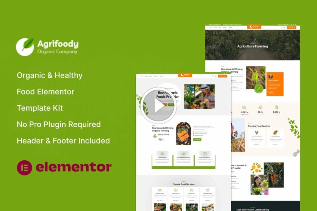 Agrifoody – Organic & Healthy Food Elementor Template Kit