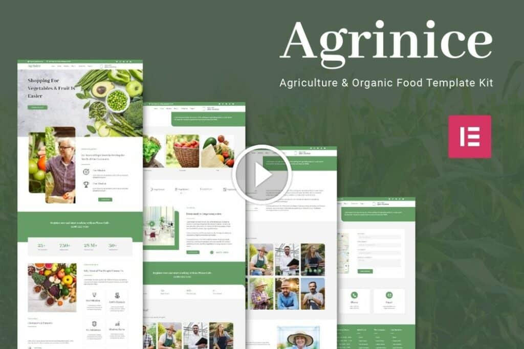 Agrinice – Kit de plantilla Elementor de agricultura y alimentos orgánicos