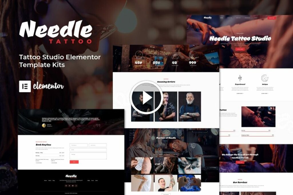 Needle – Kit de plantillas de Elementor para estudio de tatuajes
