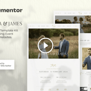 Amelia & James: Kit de plantillas de Elementor para invitaciones de boda