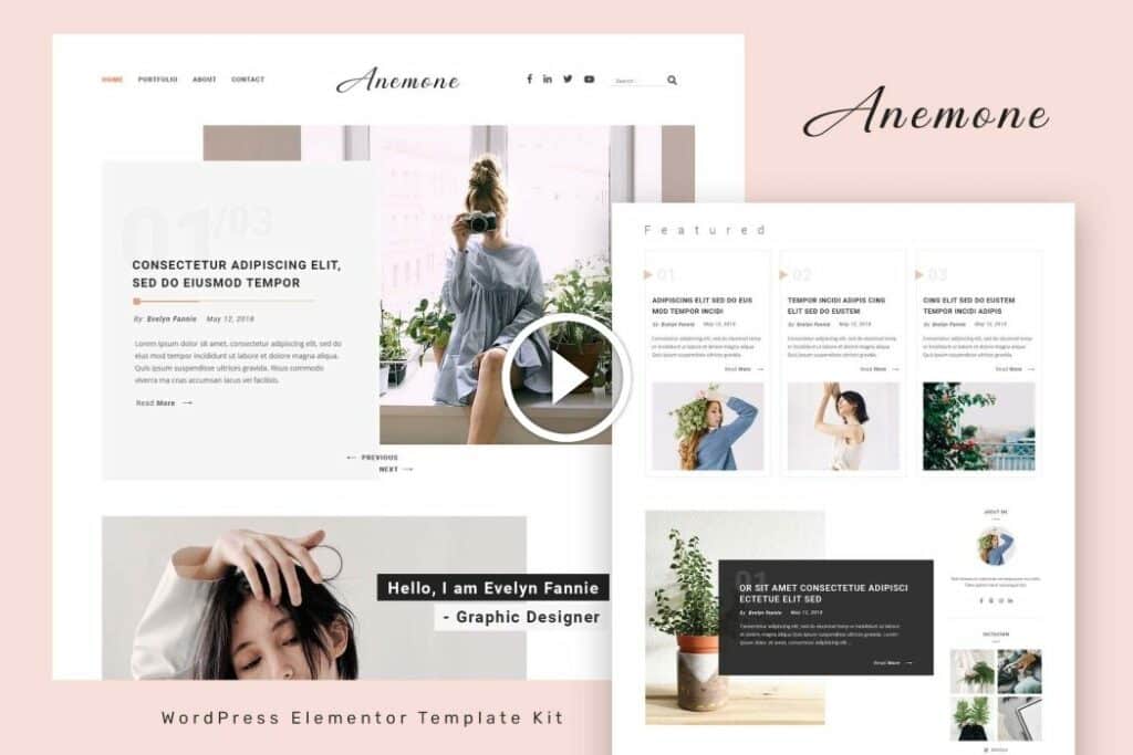 Anemone: kit de plantillas para Elementor de blogs y revistas