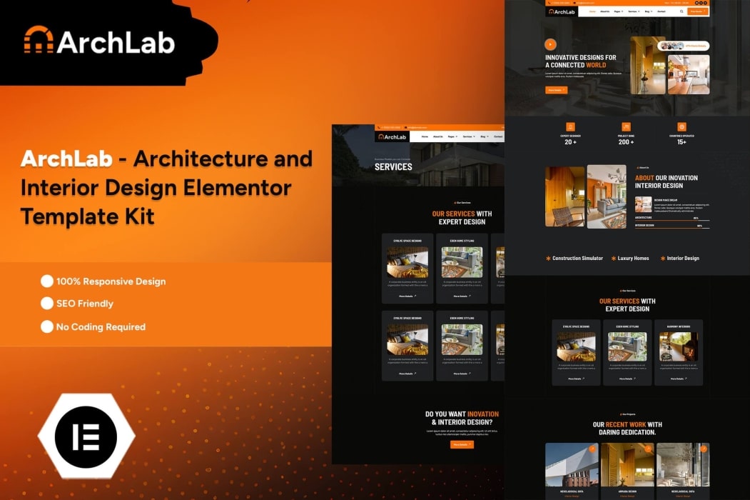 Archlab – Arquitectura y Diseño de Interiores Elementor Pro Template Kit