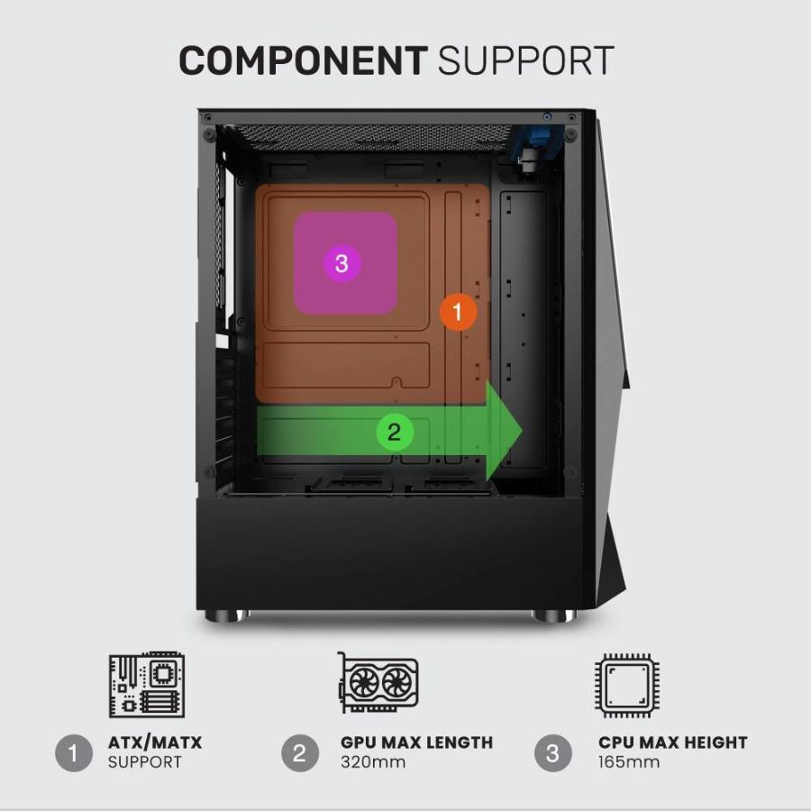 Case Gamer, Mid T, 4Fan Argb – Armaggeddon Tritron Pro 100 - Imagen 4