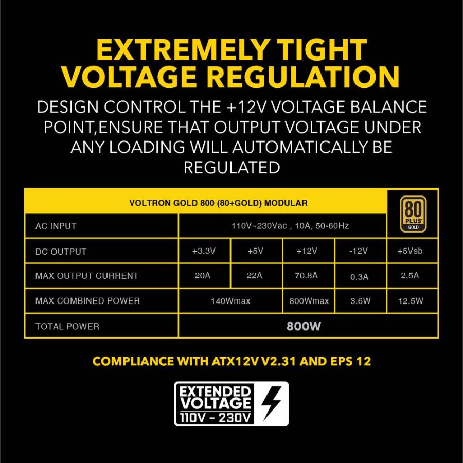 Fuente De Poder 800W Certif. 80+ Gold Modular – Armaggeddon Voltron - Imagen 4