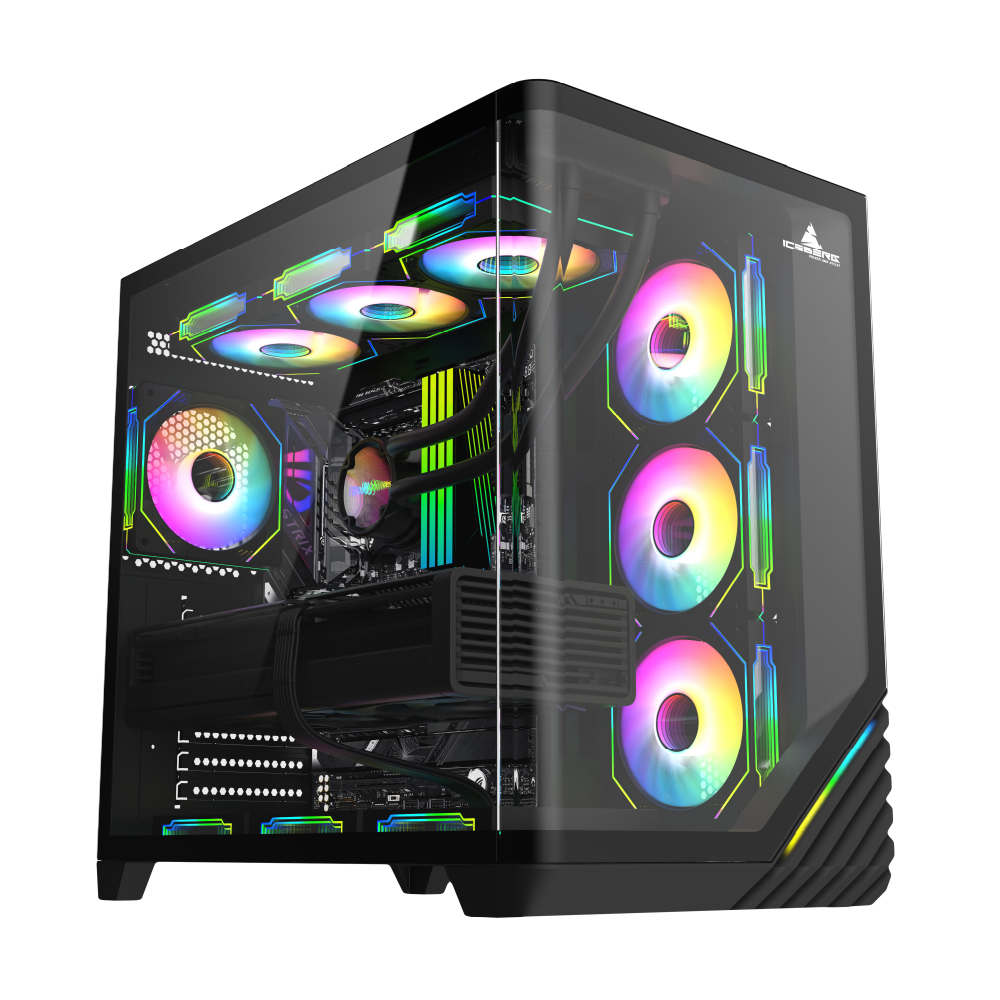 Chasis Gamer Iceberg Crystal Wave L Negro 7 Ventiladores ARGB Maxi Infinity