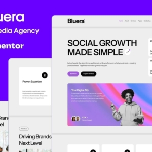 Bluera – Kit de plantillas Elementor para agencias de medios sociales