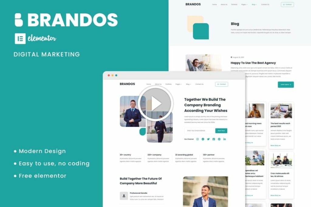 Brandos – Kit de plantilla Elementor de marketing digital