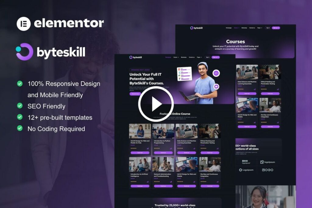 ByteSkill – Elementor Pro Template Kit for IT Online Course & Education