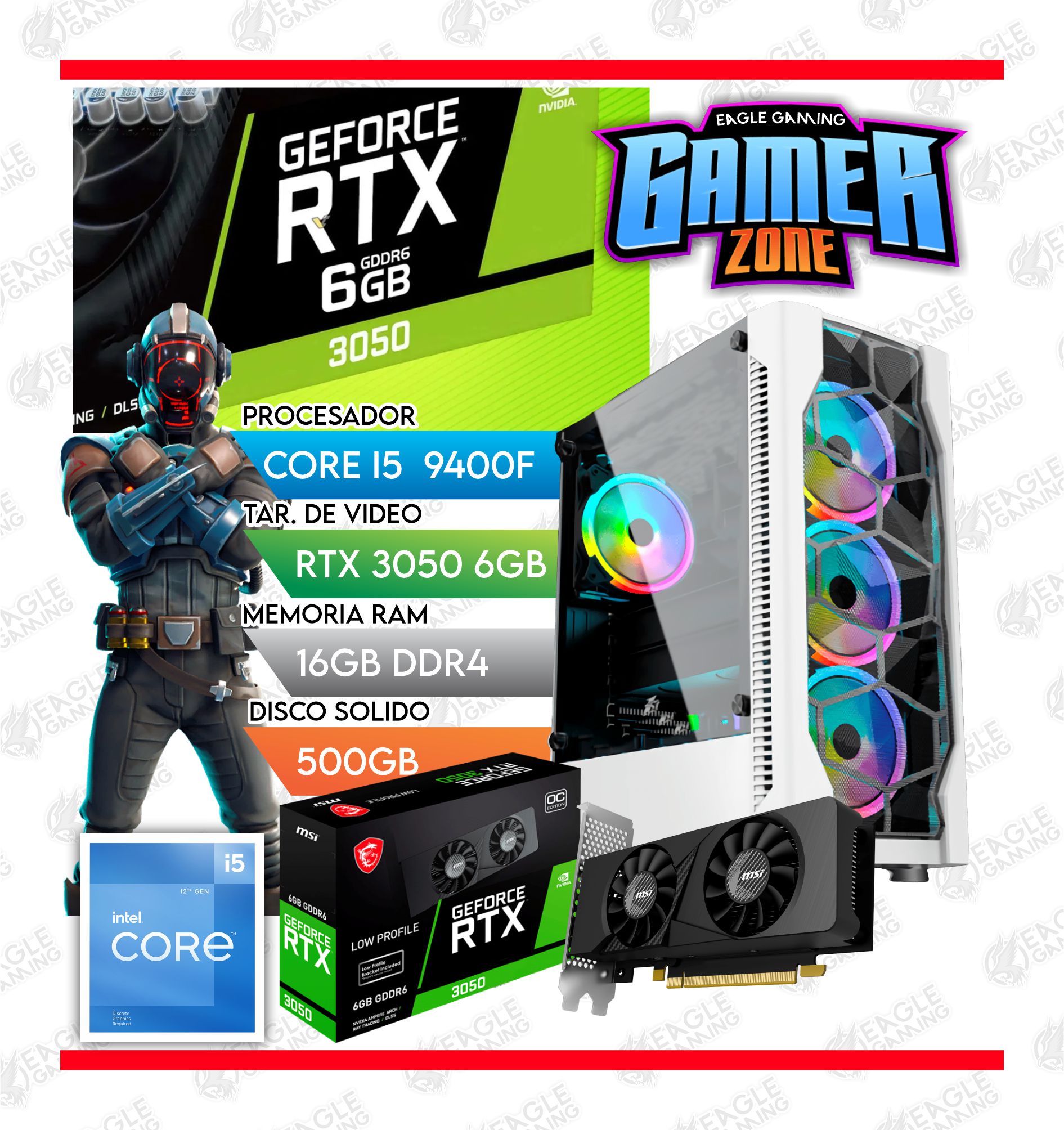 Computadora Gamer CORE I5 9400F RTX 3050 6GB