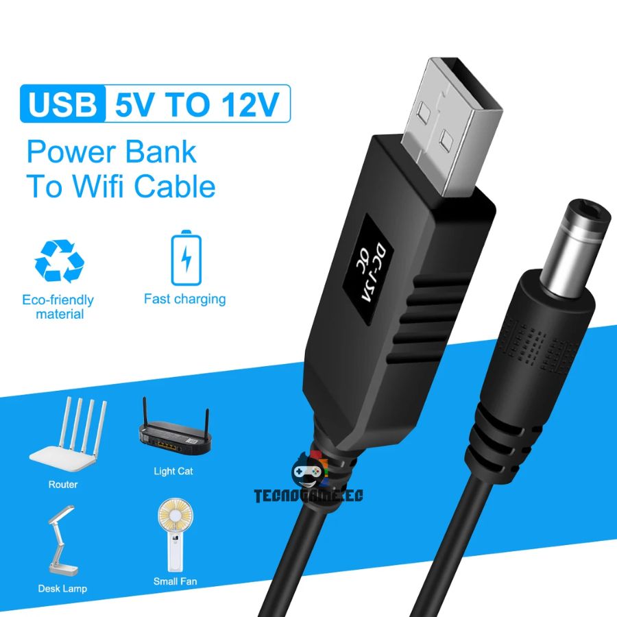 Cable Convertidor Usb 5V a 12V 1A P/ Router – Universal
