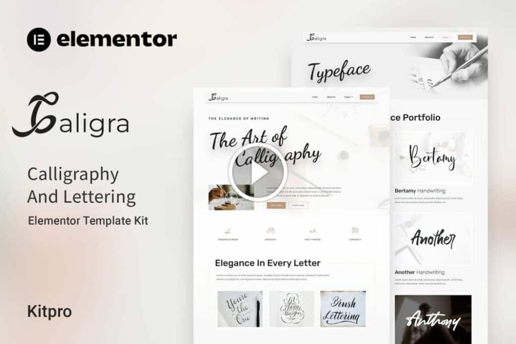 Caligra – Calligraphy & Lettering Elementor Template Kit