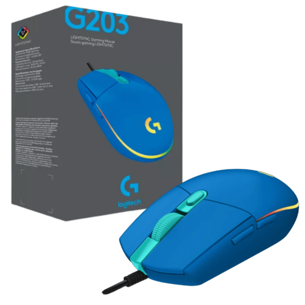MOUSE GAMING LOGITECH G203 LIGHTSYNC RGB BLUE