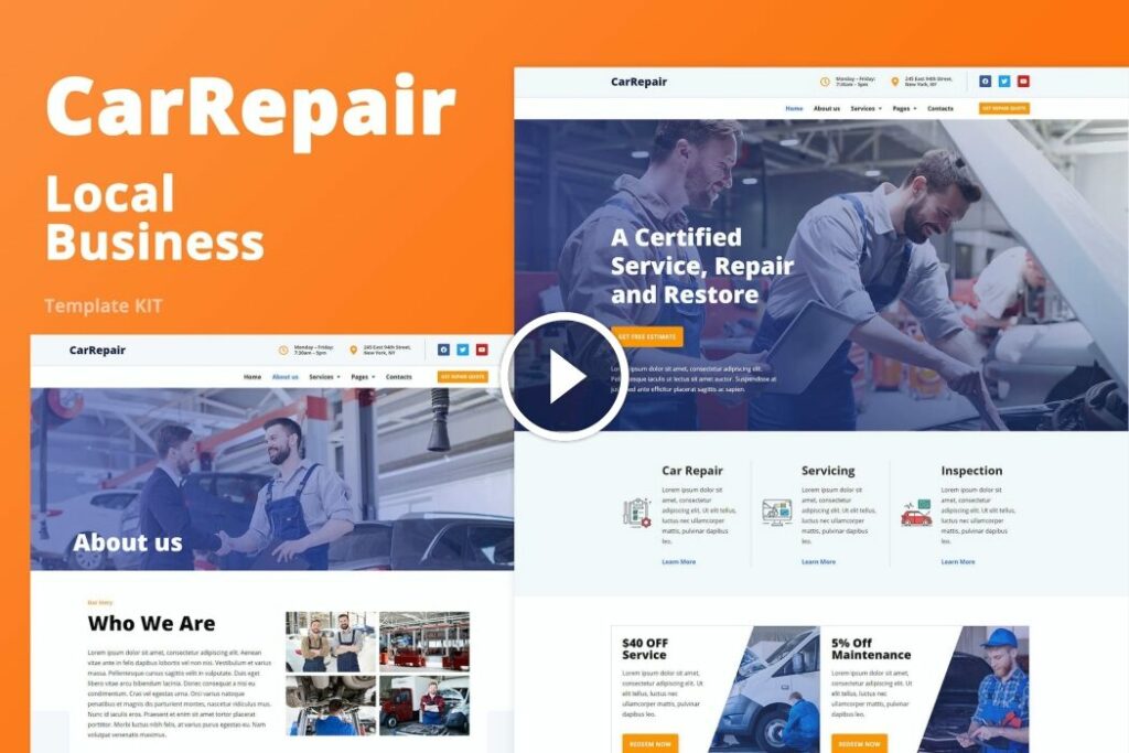 CarRepair – Kit de plantilla de negocio local
