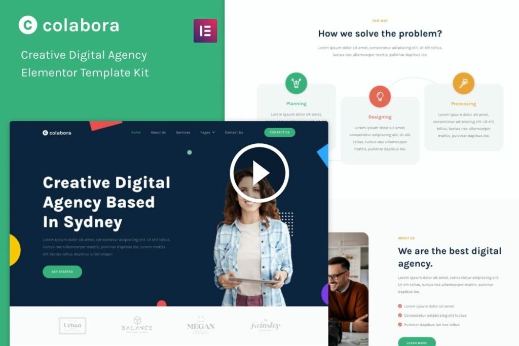Colabora – Kit de Plantilla Elementor para Agencia Digital Creativa