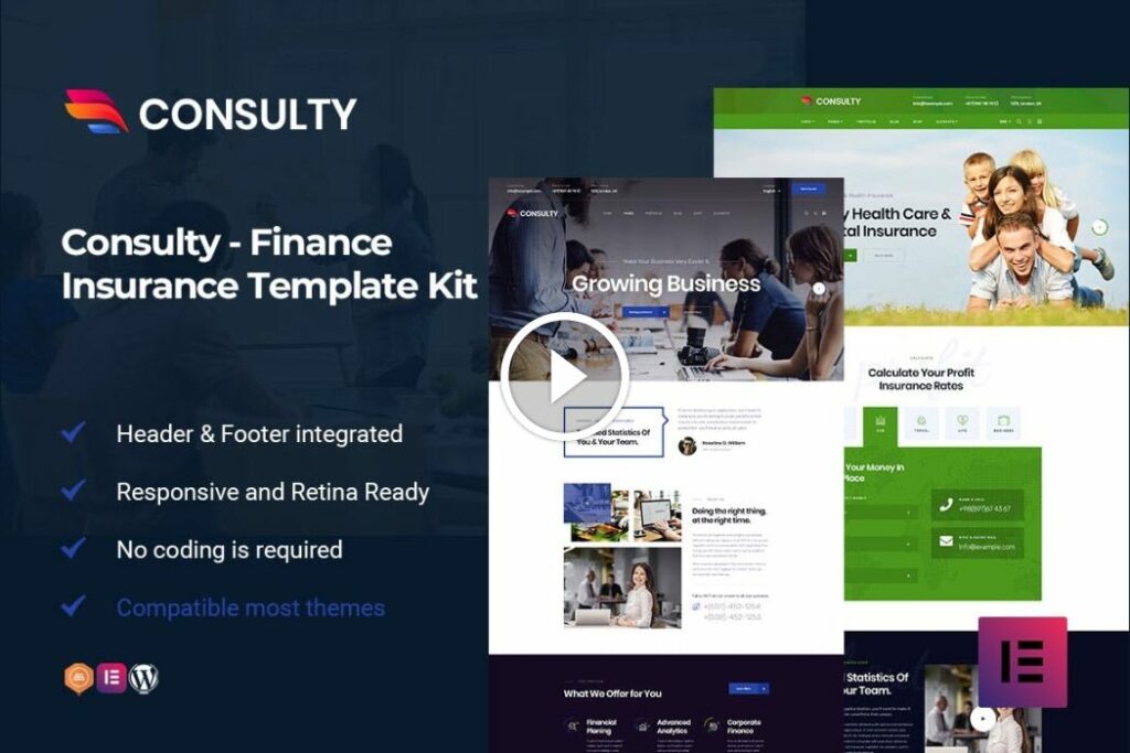 Consulty – Kit de plantilla Elementor de consultoría financiera