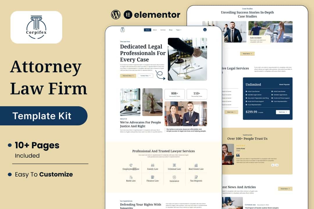 Corpifex – Plantilla Elementor para abogados y bufetes de abogados