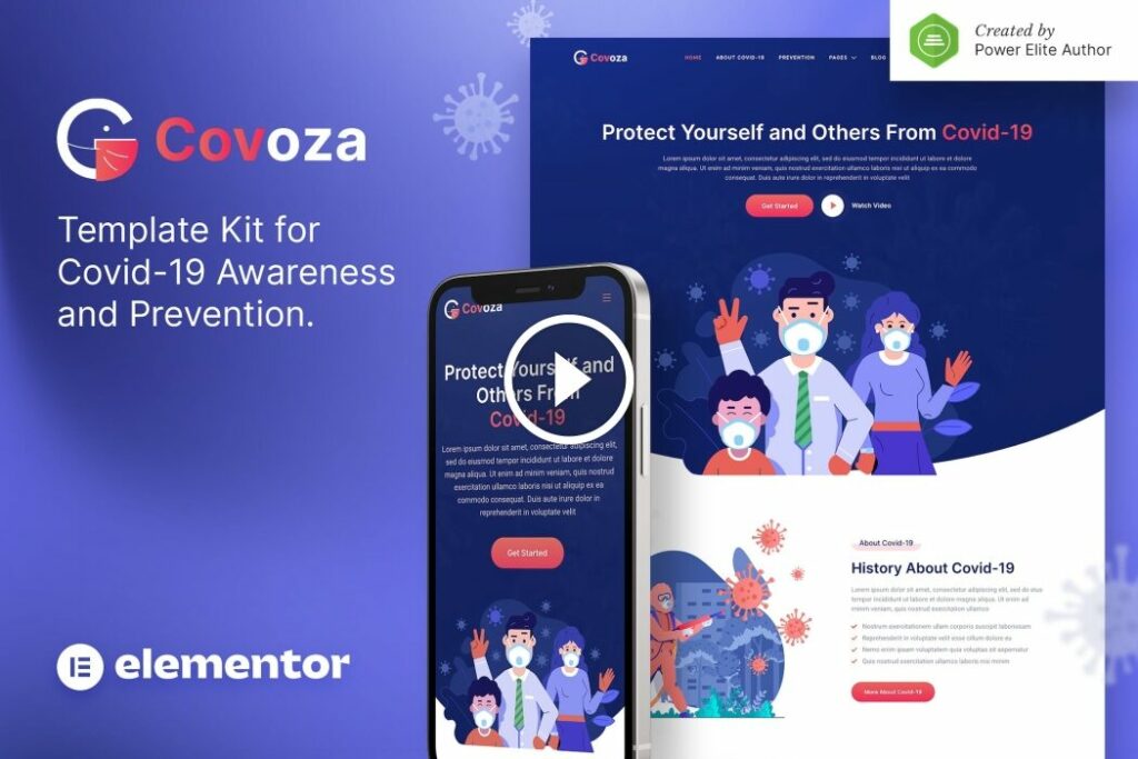 Covoza – Kit de plantilla Elementor de concientización y prevención de Covid-19