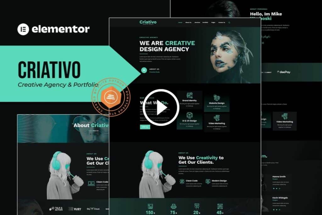 Criativo: kit de plantillas de Elementor para agencias creativas y carteras