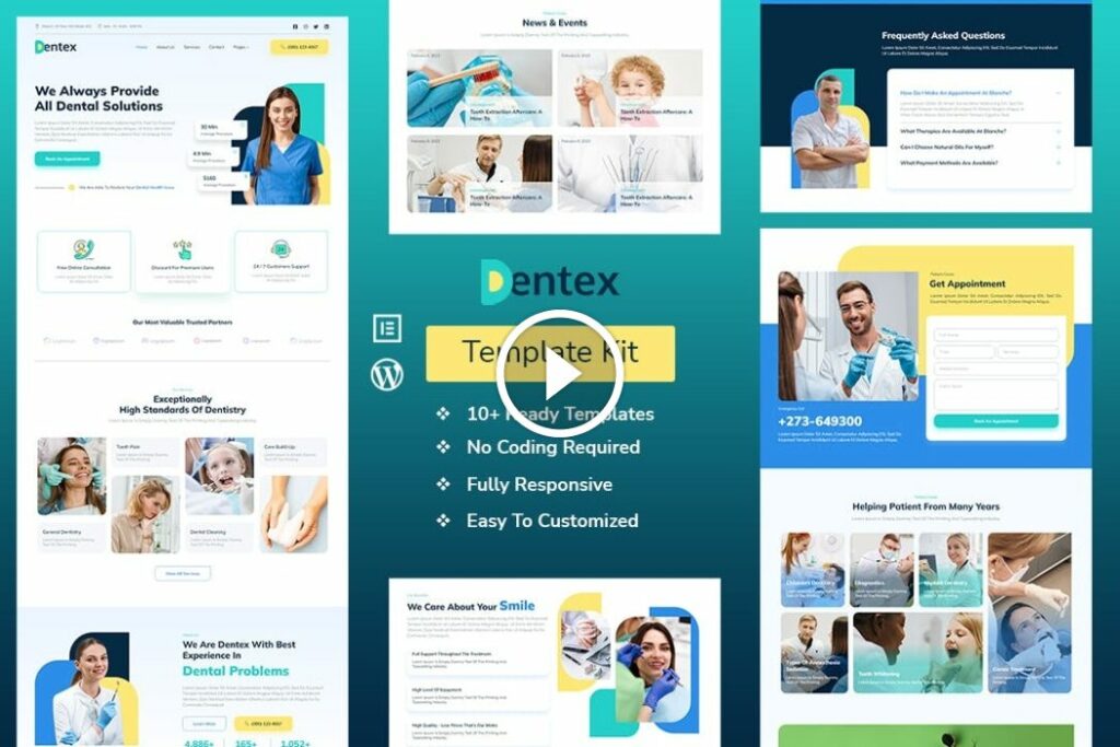 DENTEX – Kit de plantillas Elementor para dentistas y cuidados dentales