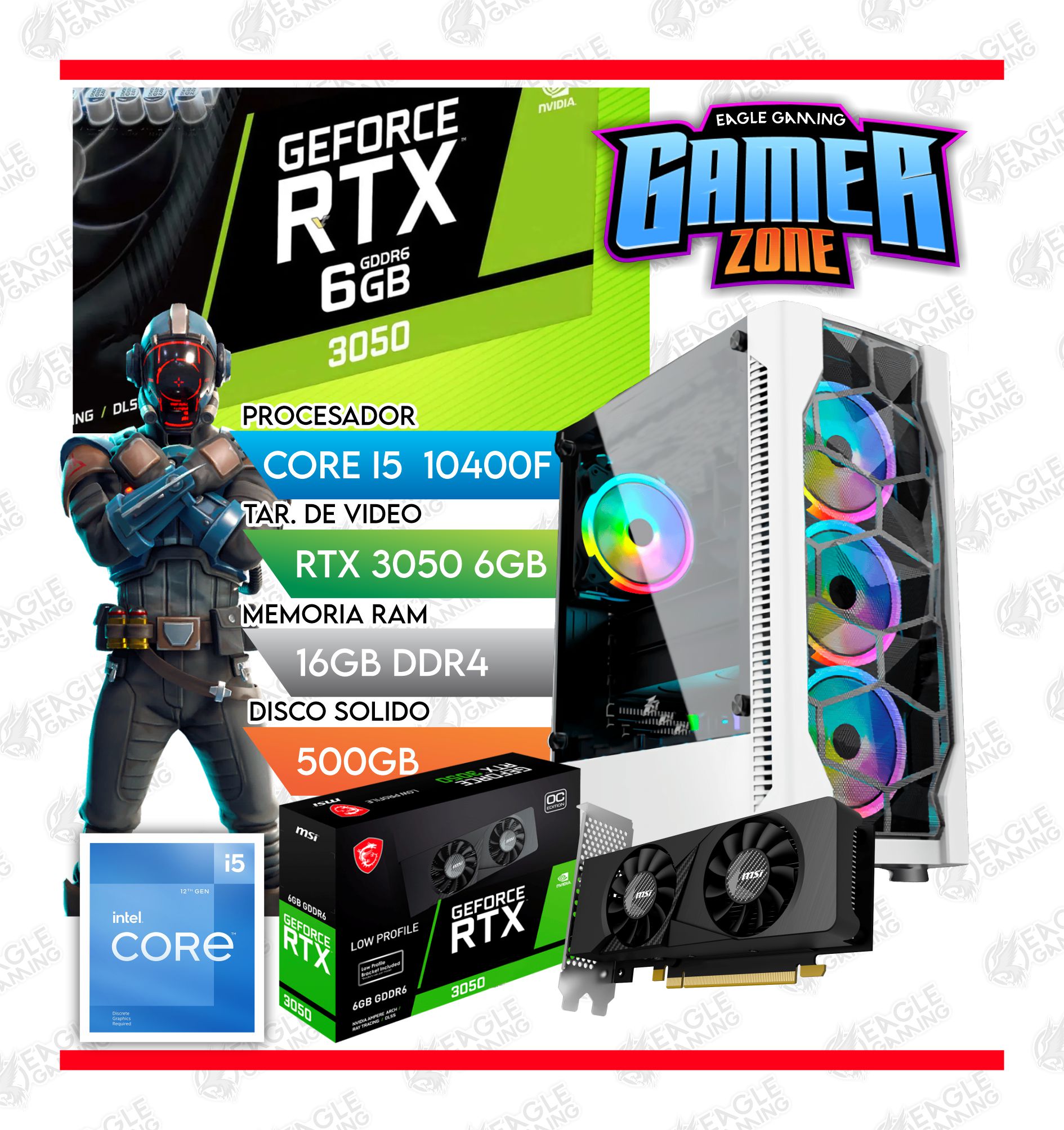 Computadora Gamer CORE I5 10400F RTX 3050 6GB