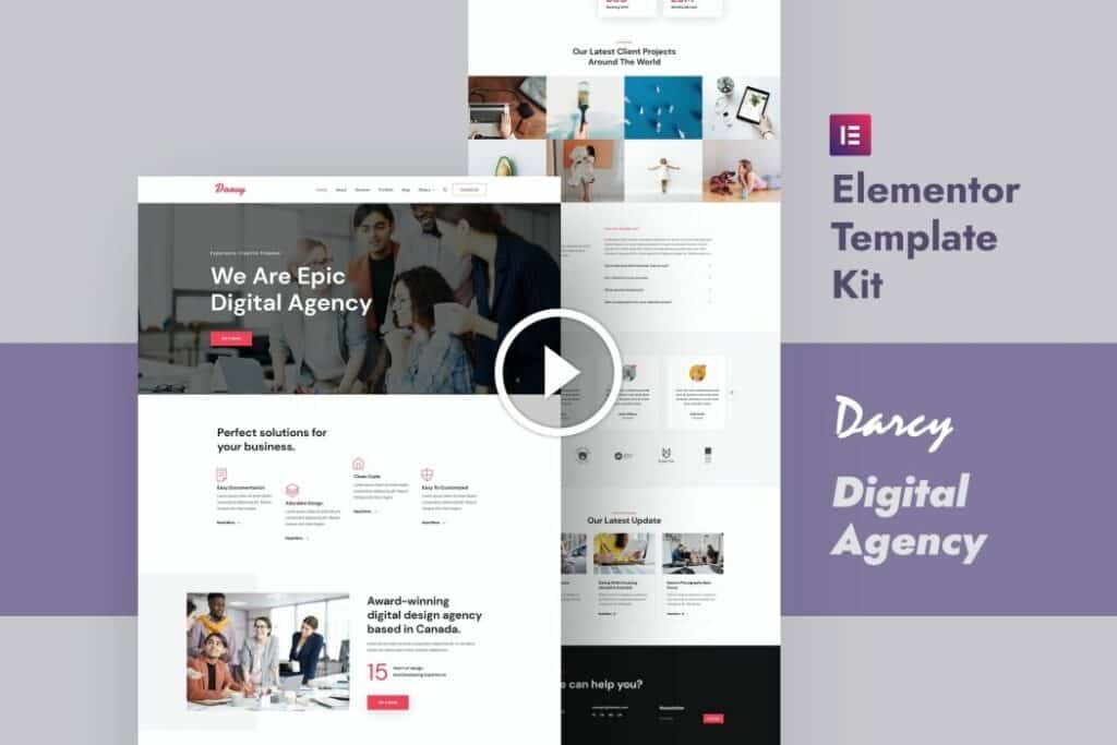 Darcy: kit de plantillas Elementor para agencias creativas