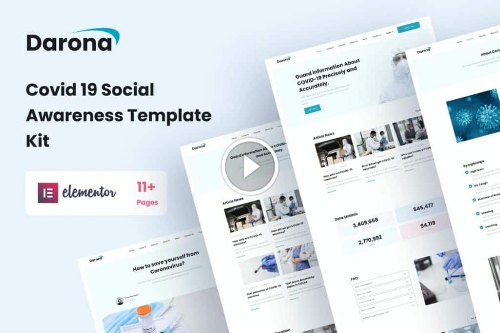 Darona – Kit de plantilla de Elementor de conciencia social COVID-19