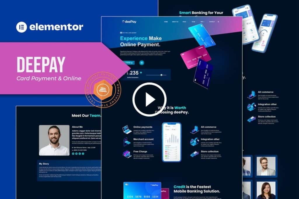 DeepPay: kit de plantilla Elementor de pago con tarjeta y banca en línea