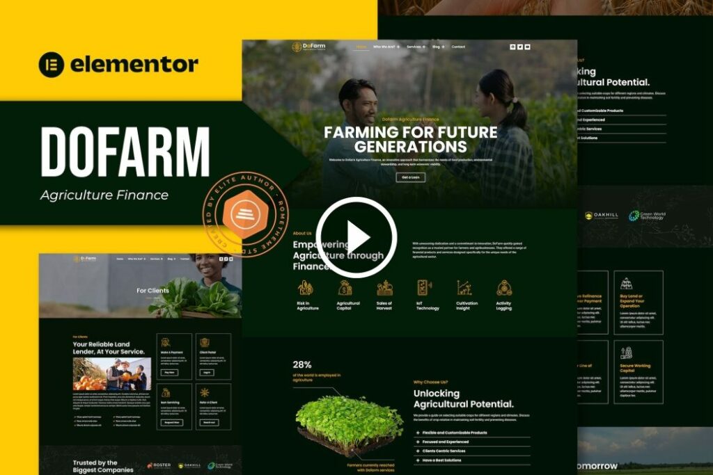 Dofarm – Agriculture Finance Elementor Pro Template Kit