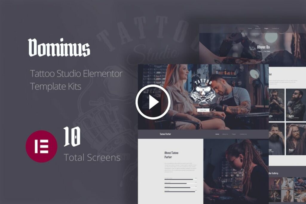 Dominus – Kits de Plantillas de Elementor para Estudio de Tatuajes