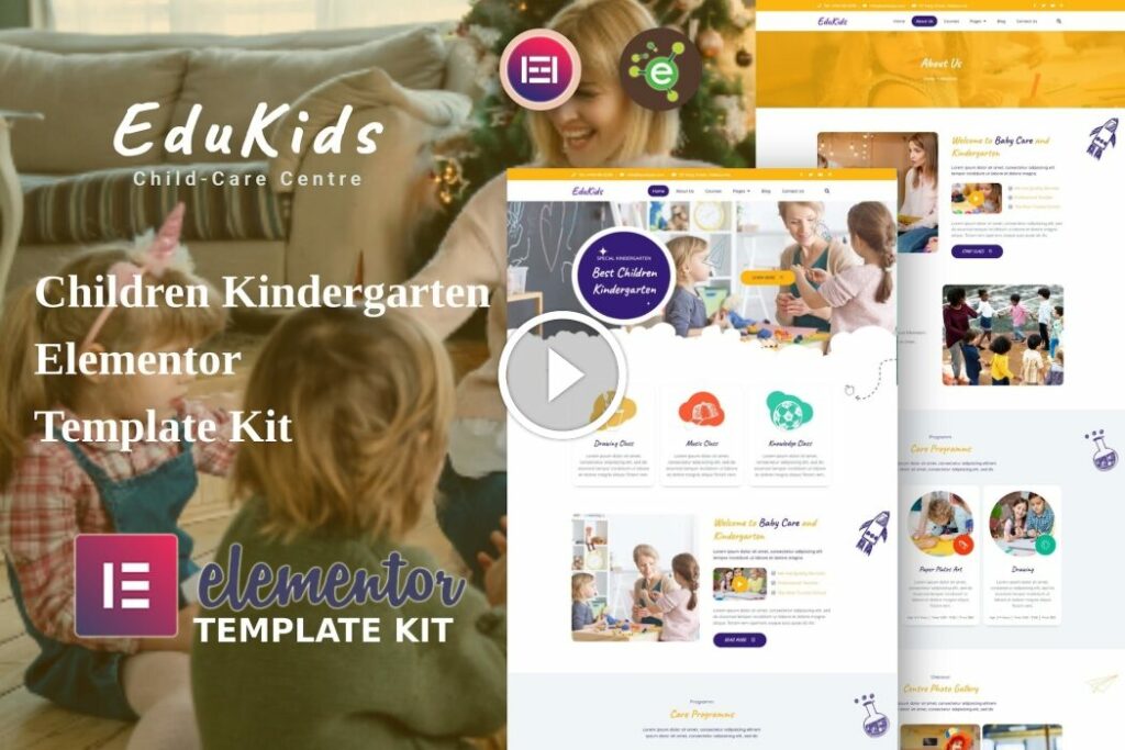 EduKids – Kit de plantilla Elementor de jardín de infantes para niños