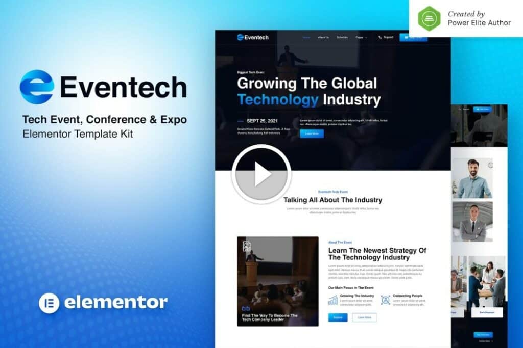 Eventech: kit de plantilla Elementor para conferencias y exposiciones de eventos tecnológicos