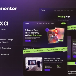 Fotixa – Kit de plantilla de Elementor para sitio web de aplicación de fotografía SaaS AI