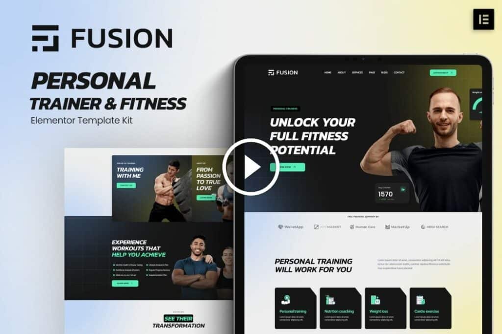 Fusion: kit de plantillas para elementos de fitness y entrenador personal