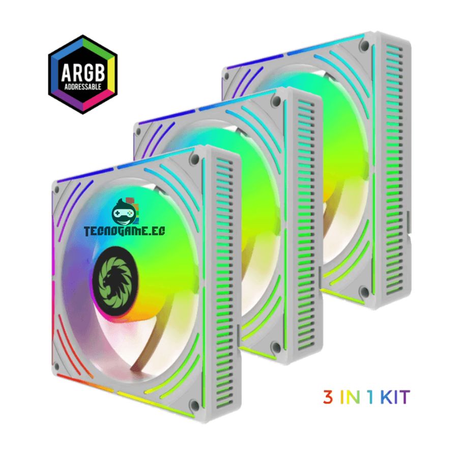 Kit Ventilador x3 Argb 3p/5v Pwm 120mm – Gamemax RA300 - Imagen 3