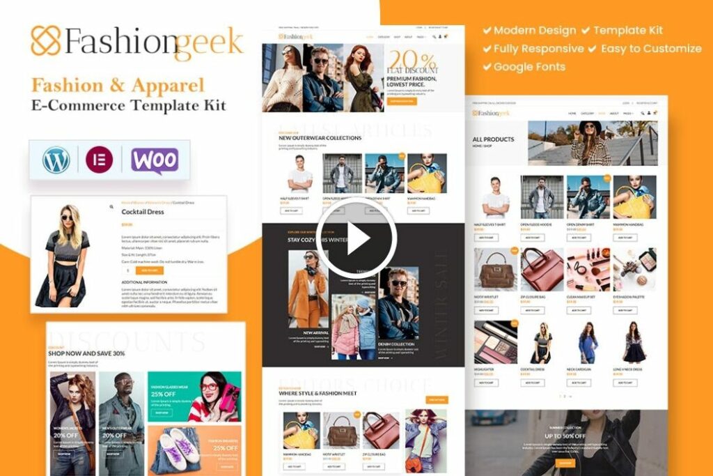 Fashion Geek: kit de plantillas para elementos de moda de WooCommerce