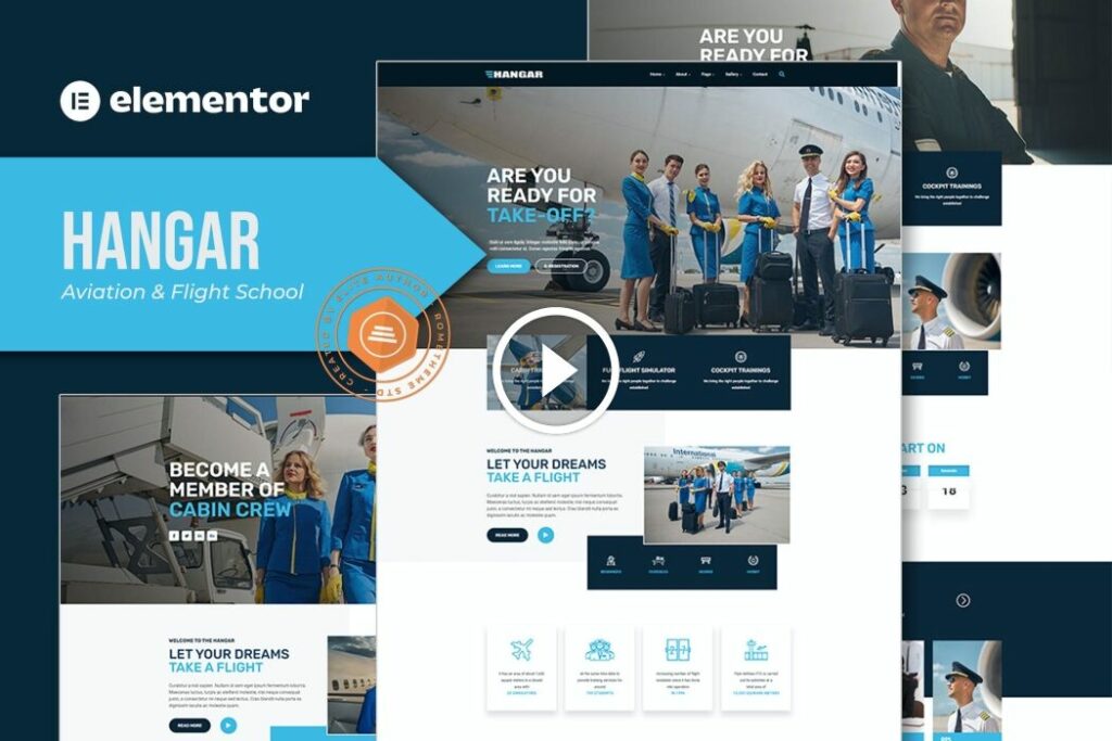 Hangar: kit de plantillas Elementor para la escuela de aviación y vuelo
