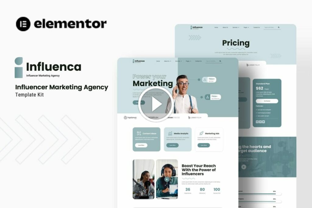 Influenca – Influencer Marketing Agency Elementor Template Kit