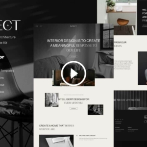 Intect: kit de plantillas Elementor de diseño de interiores y arquitectura