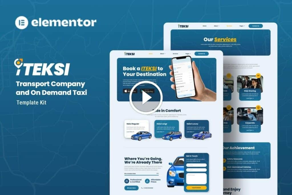 Iteksi – Transport Company & Taxi App Elementor Template Kit
