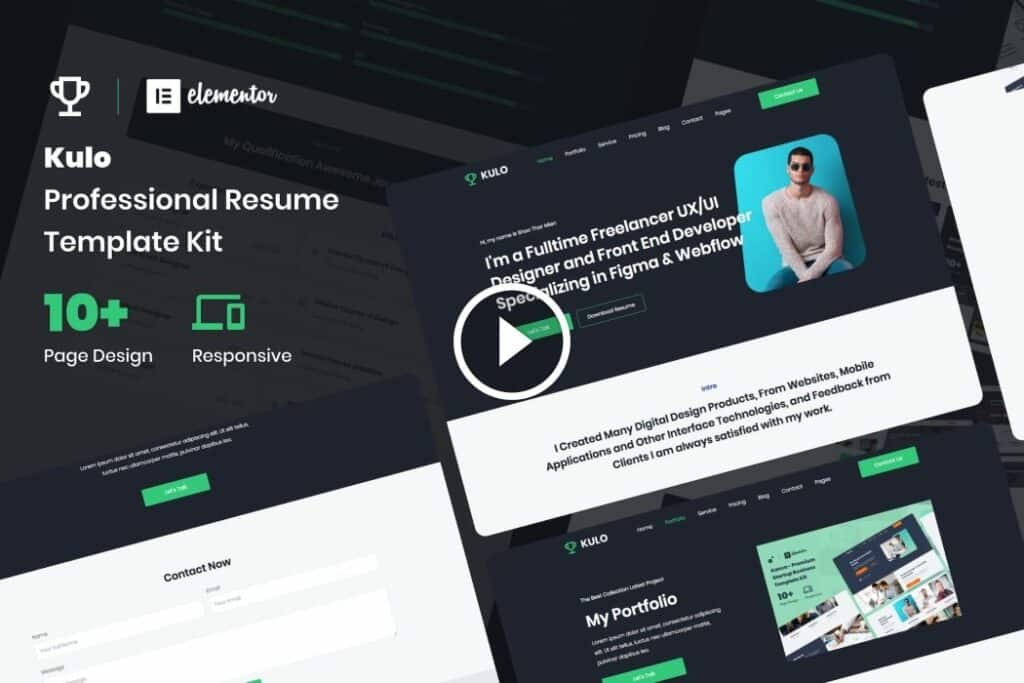 Kulo – Kit de plantilla de elementor de currículum profesional